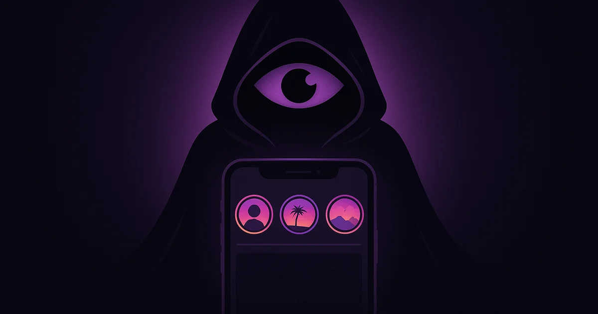 Anonymous Instagram Story viewer tool interface showing Stories without a viewer list