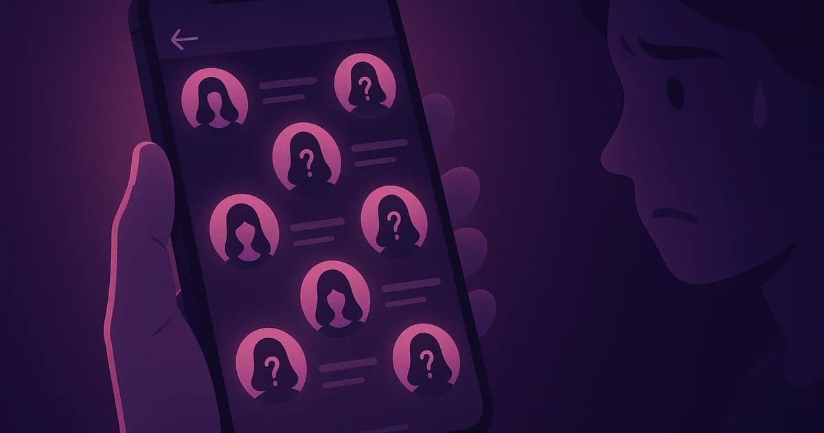 Phone screen showing an Instagram following list with several unfamiliar accounts highlighted