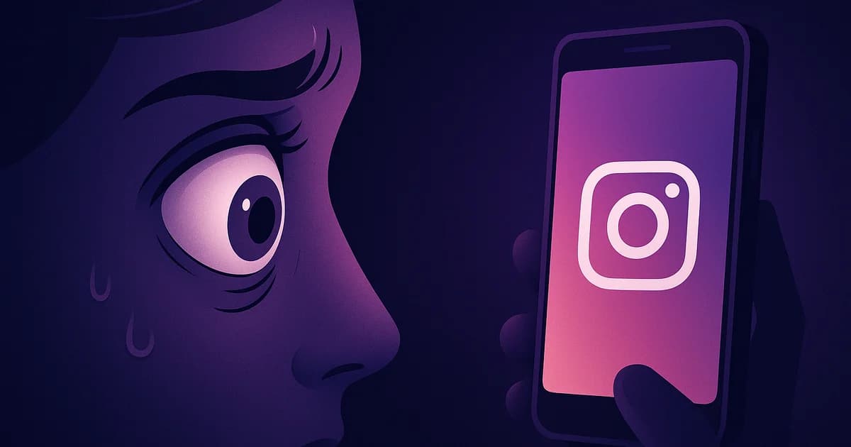 Person looking worried at their phone with question marks about Instagram profile view tracking