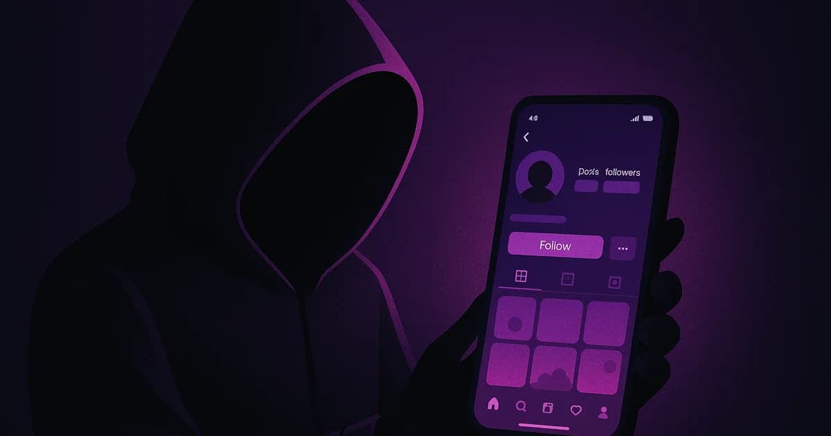 Invisible eye icon over an Instagram profile representing anonymous tracking