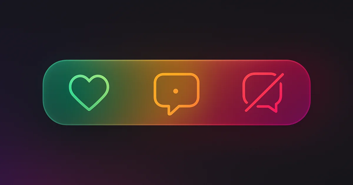 Phone showing chat bubble and heart icon overlay, blurred social media interface in background