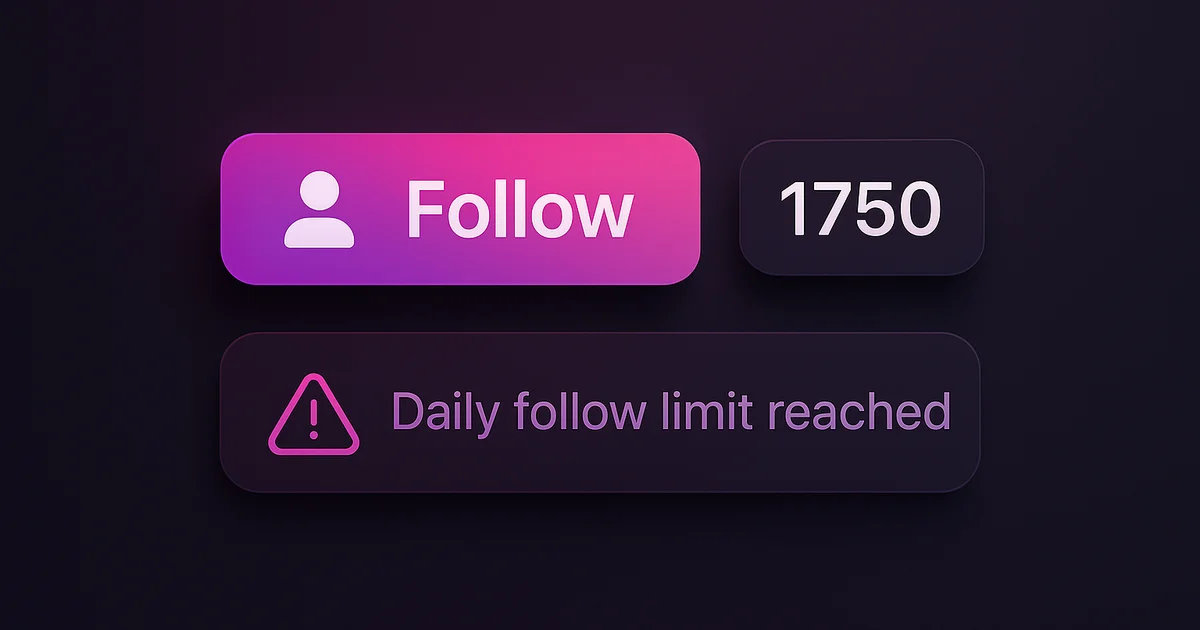 Instagram follow limit counter showing daily hourly and total following restrictions for 2026