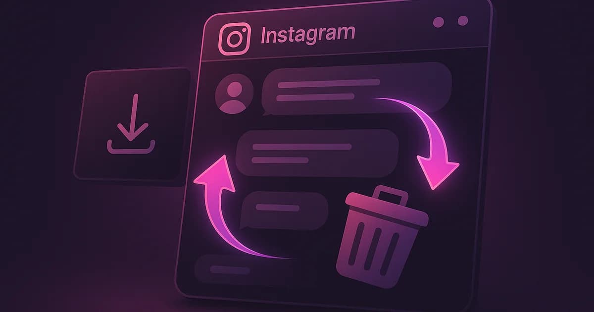 Instagram DM recovery process showing data download and message retrieval options for 2026