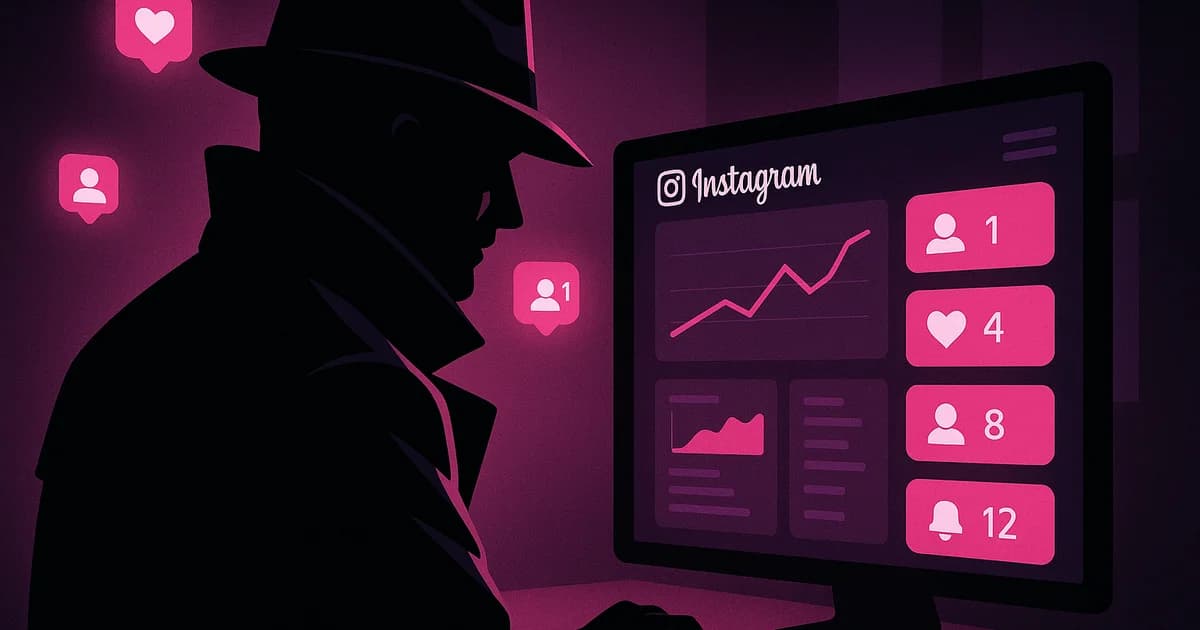 Stealth monitoring dashboard showing Instagram account activity tracked anonymously