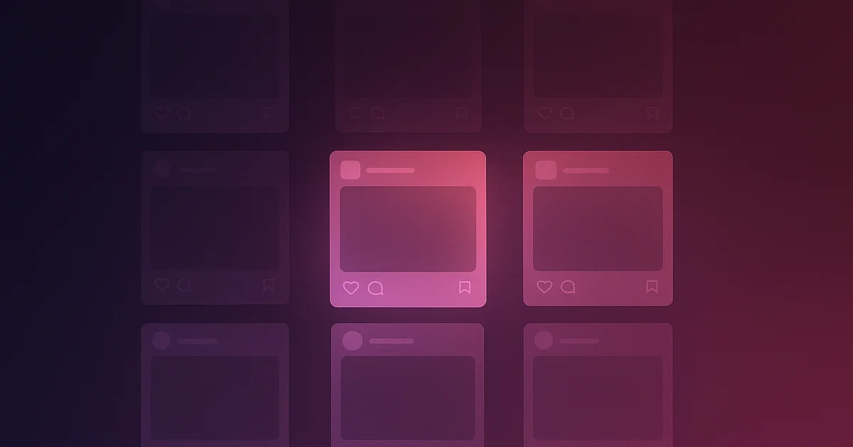 Instagram post grid with one post faded out showing a deleted post placeholder with a recovery icon