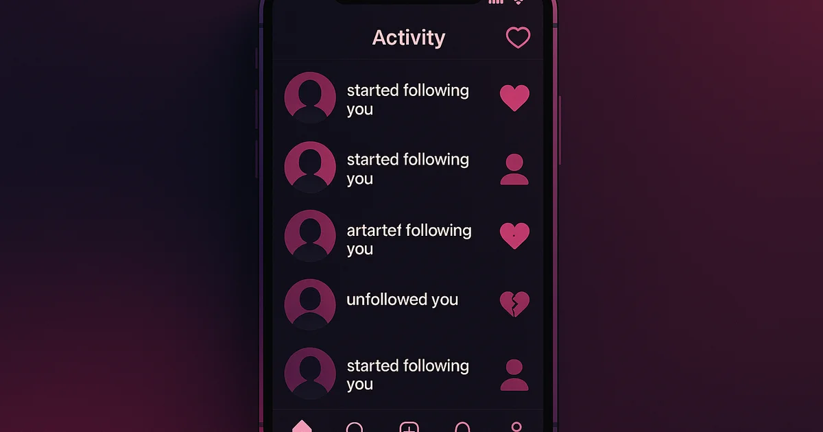 Anonymous tracking dashboard showing Instagram follow activity for relationship monitoring