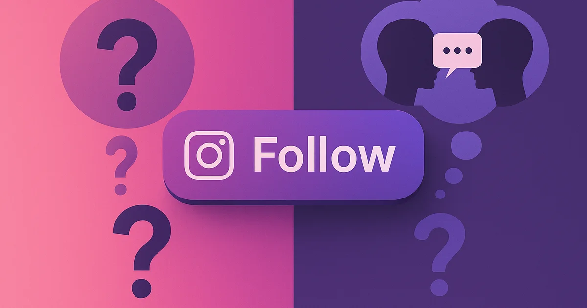 Two people having a discussion with Instagram follow notification graphics between them