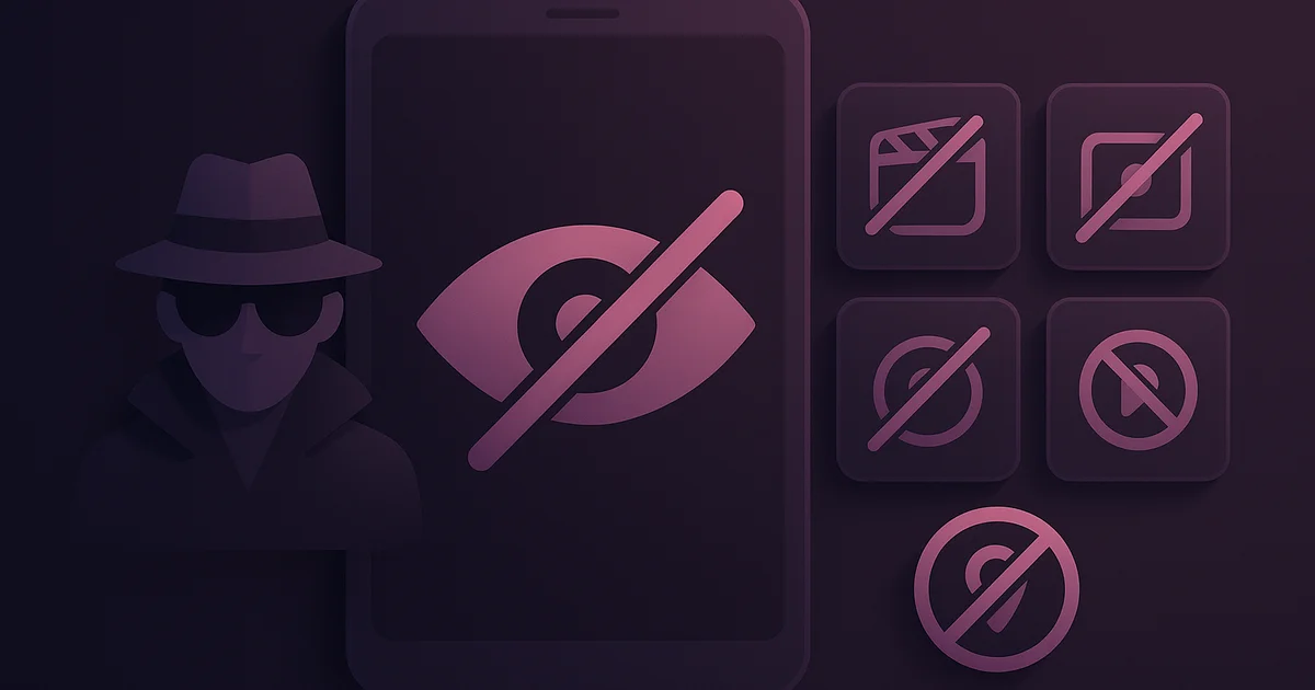 Silhouette figure browsing Instagram content on a phone with a privacy shield icon overlay