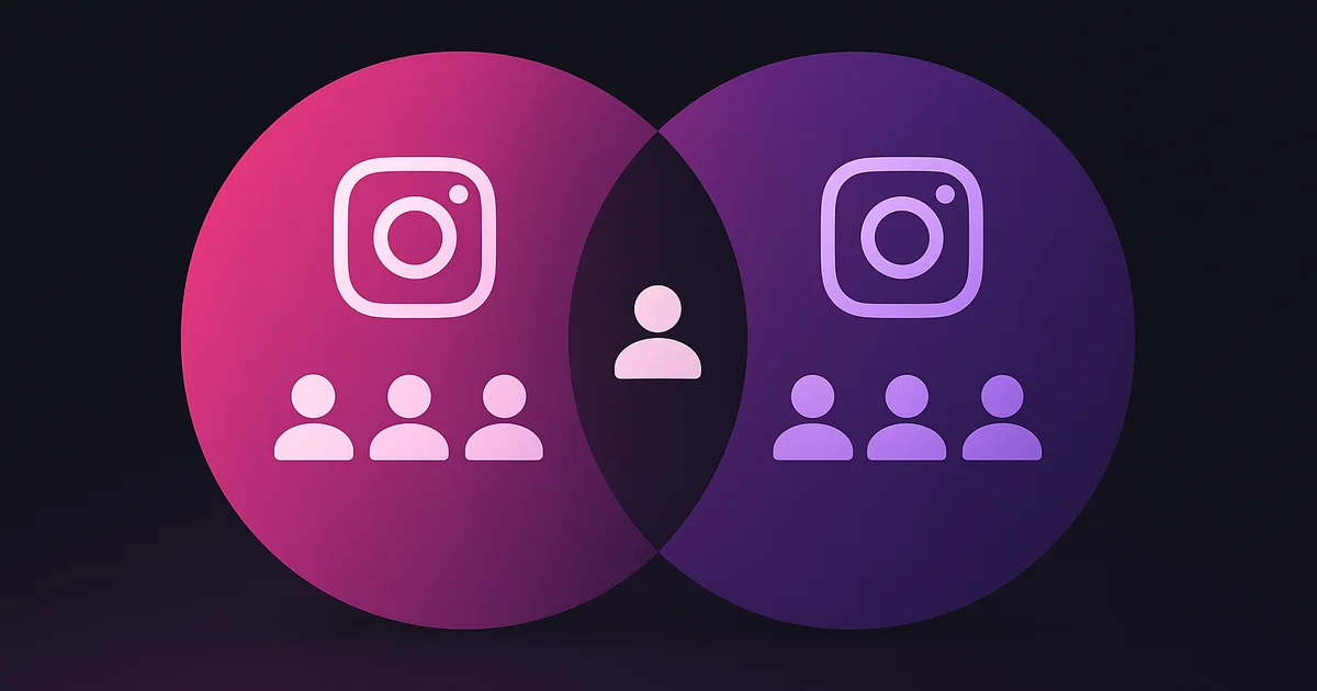 An illustrative Venn diagram displays overlapping followers between two Instagram accounts in a simple and visual comparison
