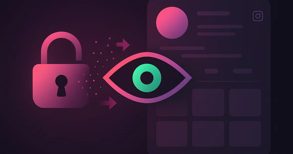 A laptop and phone display an Instagram profile being tracked anonymously for follow updates